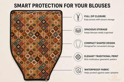 Premium Printed Blouse & Choli Cover Organizer – Waterproof Fabric, Full Zip Closure