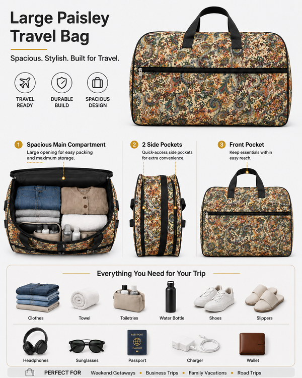 Paisley Tapestry Travel Duffle Bag