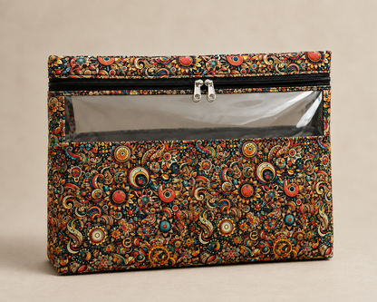 Premium Single Saree Cover with Transparent Window – Printed Saree Storage Organizer
