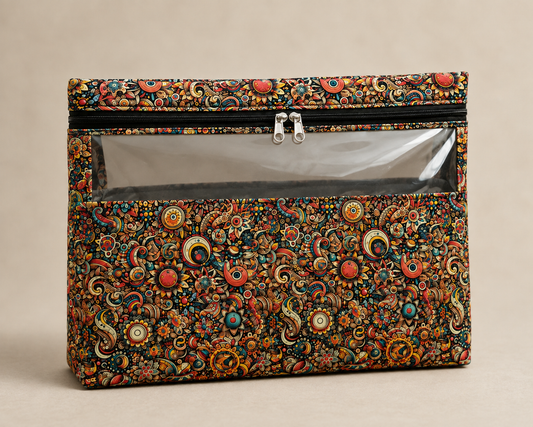Premium Single Saree Cover with Transparent Window – Printed Saree Storage Organizer