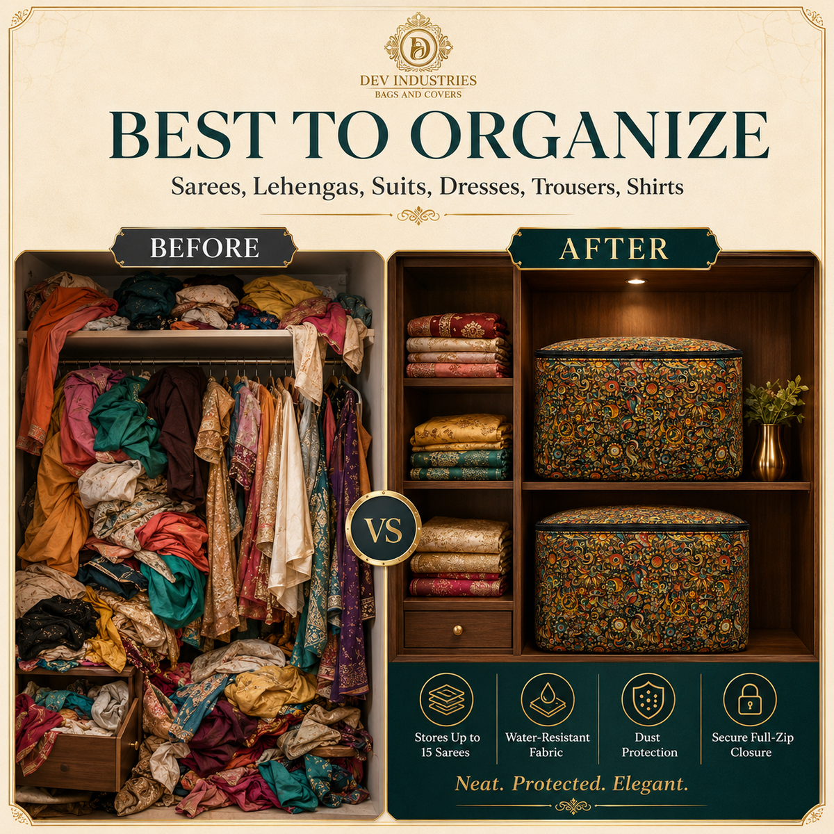 Premium Saree Storage Cover – Large Capacity Organizer (No Window)