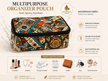 GeoCraft Multipurpose Organizer Pouch | Travel & Daily Essentials Storage Case