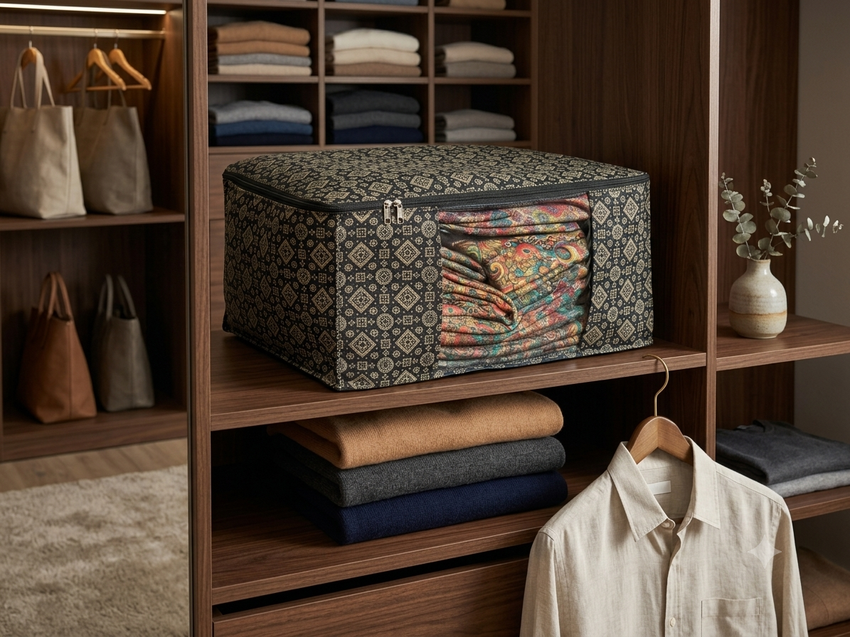 Classic Block Print Multi-Purpose Storage Bag / Waterproof Traditional Block Print Unisex Wardrobe & Saree Storage Organizer